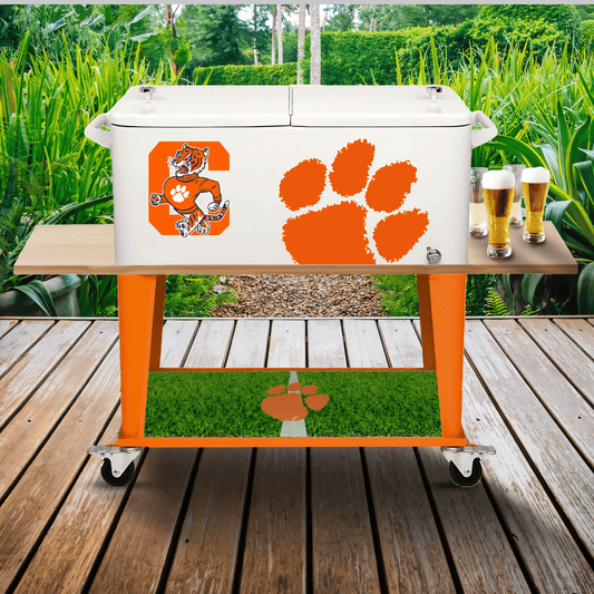 Custom Clemson Tigers Cooler - 80 qt Metal Vintage Rolling Cart