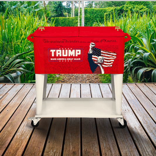 Custom Trump Cooler - 80 qt Metal Vintage Rolling Cart